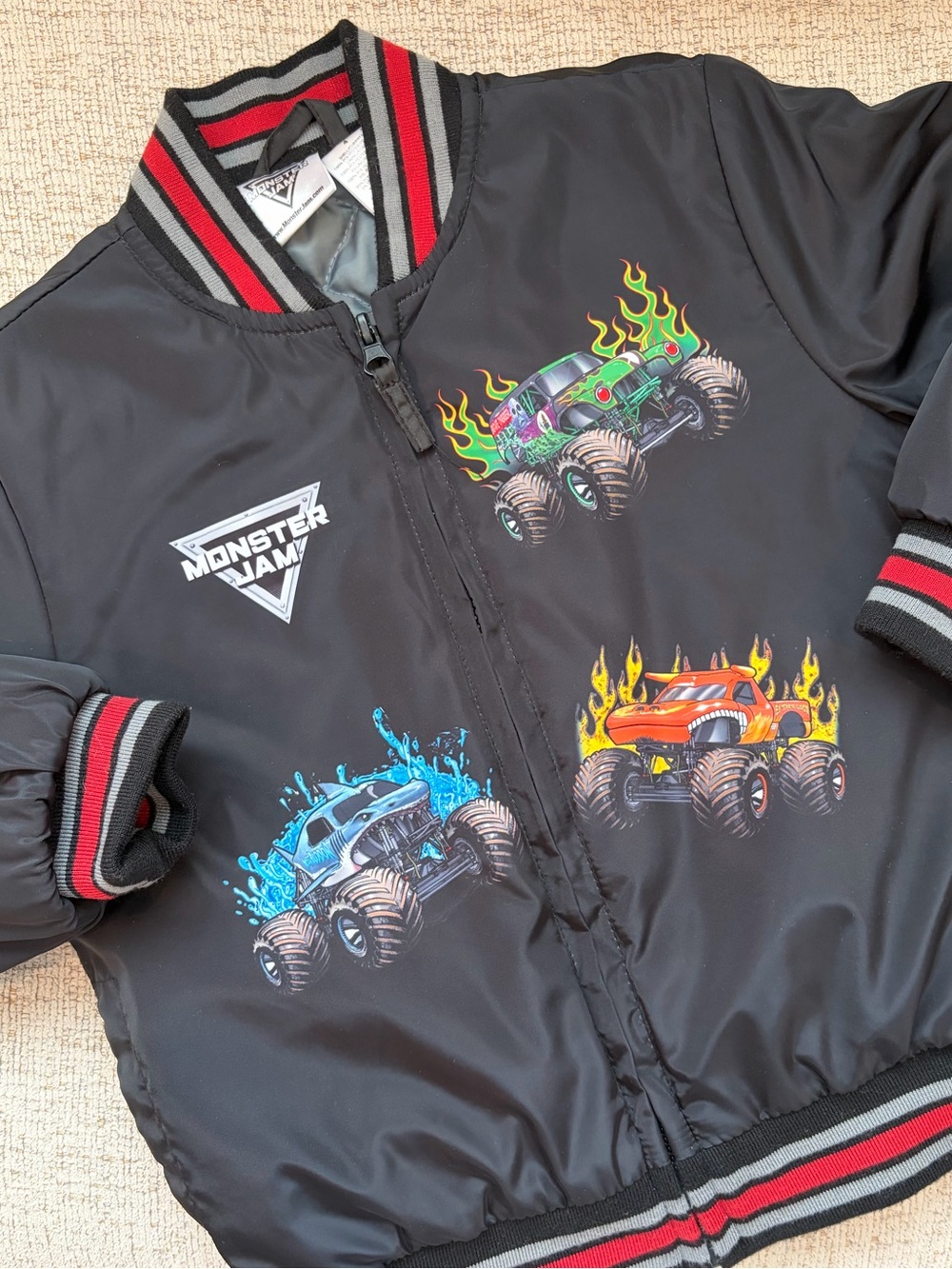 Monster Jam Zip-Up Bomber Jacket Boys Size 4 - Picture 2 of 12